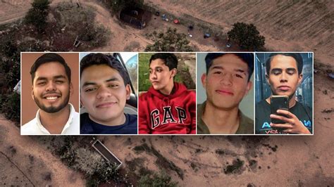 Aug 16, 2023 · Jalisco law enforcement have been conducting a search for the missing men. (FGR Jalisco/Twitter) A horrifying video appears to confirm the murders of at least three of five young men who ... 